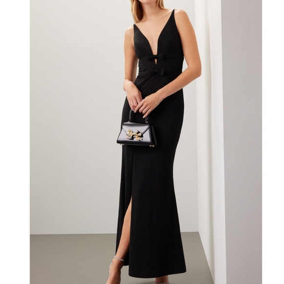 Dress The Population Black Bow Maxi Gown Dress - Picture 1 of 4
